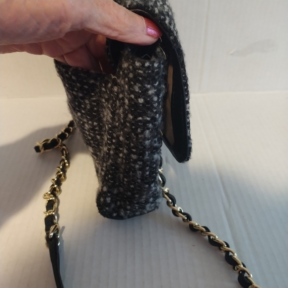 Talbots Black Grey Tweed Classic Crossbody Bag - Picture 7 of 14